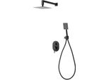 Set Doccia Completo: Soffione, Supporto A Muro, Gruppo Doccia Nero Opaco