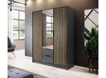 Armadio "Nelly"" Ad Ante Battenti Grafite Rovere Artisan Larghezza 155Cm"