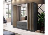 Armadio "Nelly"" Ad Ante Battenti Grafite Rovere Artisan Larghezza 206Cm"