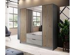 Armadio "Nelly"" Ad Ante Battenti Grigio Rovere Artisan Larghezza 206Cm"