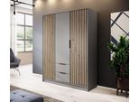 Armadio "Nelly"" Ad Ante Battenti Grigio Rovere Artisan Larghezza 155 Cm"