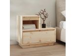 The Living Store Comodino 60X34X51 Cm In Legno Di Pino Massiccio