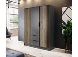 Armadio "Nelly"" Ad Ante Battenti Grafite Rovere Artisan Larghezza 155Cm"