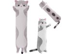 Gatto Lungo Mascotte Peluche Gattino Grigio 70 Cm