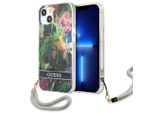 Guess Guhcp13Shflsb Custodia Rigida Per Iphone 13 Mini 5,4Niebieski/Blu Con Cinturino A Fiori