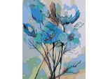 Zuty - Pittura Con I Numeri - Asstratto Di Fiori Blu, 40X50 Cm, Tela Tesa Su Telaio