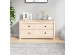The Living Store Mobile Laterale 100X40X54 Cm In Legno Di Pino Massiccio
