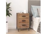 The Living Store Comodino Marrone 40X30X55 Cm In Legno Di Pino Massiccio