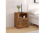 The Living Store Comodino In Rovere Fumé 50X36X60 Cm Materiale In Legno