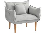 Poltrona Fortuna Lai 2 In 1, Poltrona Lounge Con Cuscini, Poltrona Da Terra Con Schienale Regolabile, Poltrona Imbottita, Poltrona Singola Per Soggiorno, Panno In Microfibra, Grigio Chiaro