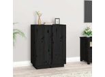 Maison Exclusive - Credenza Nera 60X35X80 Cm In Legno Massello Di Pino