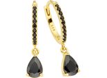 Paar Creolen Firetti "Schmuck Geschenk Silber 925 Ohrschmuck Ohrringe TropfenanhäNger", Schwarz (Gelbgoldfarben, Schwarz, Schwarz), Ohrringe, Damen, 15,2Mm, Silber 925 (Sterlingsilber), Mit Zirkonia (Synth.) Oder Spinell (Synth.)