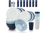Bewos 40 Confezioni Set Di Stoviglie In Plastica Infrangibile, Stoviglie Da Campeggio Per 8 Persone, Piatti, Tazze, Ciotole, Posate, Lavabili In Lavastoviglie E A Microonde