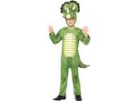 Dinosauro Avventura Carnevale Animale Costume Bambini Tuta Cappuccio, Taglia: 110/116 Colore: Verde