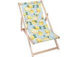 Sdraio Dreamroots Pieghevole In Legno Fino A 130 Kg, Lettino Prendisole Pieghevole Con Regolazione Dell'inclinazione Dello Schienale In 3 Fasi, Watercolour Summer Lemons