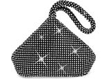 Topchances Ladies Evening Party Rhinestone Satin Pleated Evening Wedding Party Clutch Purse Wallet Handbag, Black