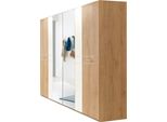 Armadio Anta Battente Pamela 225X58X210Cm Asse Rovere Bianco 4 Ante