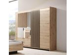 Armadio Tally Ad Ante Battenti 220X60X210Cm Rovere Artisan Antracite 3 Ante