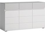 Cassettiera Albi 126X41X77Cm Bianco Grigio Lucido A 3 Ante