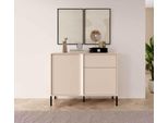 Credenza Dast 103X39,5X81Cm Beige A 2 Ante Con Illuminazione Led