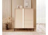 Cassettiera Highborad Dast 103X39,5X123Cm Beige A 2 Ante Con Illuminazione Led