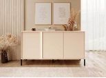 Credenza Dast 153X39,5X81Cm Beige Cassettiera A 3 Ante Con Illuminazione Led