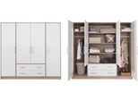 Armadio Armadio Ad Ante Battenti Smart 200X56X190Cm Rovere Sonoma Bianco 4 Ante