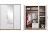 Armadio Armadio Ad Ante Battenti Smart 150X56X190Cm Rovere Sonoma Bianco Specchio 3 Ante