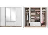 Armadio Armadio Ad Ante Battenti Smart 200X56X190Cm Rovere Sonoma Bianco 4 Ante A Specchio