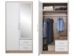 Armadio Armadio Ad Ante Battenti Smart 100X56X190Cm Rovere Sonoma Bianco 2 Ante A Specchio
