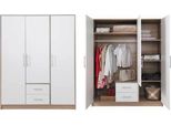 Armadio Armadio Ad Ante Battenti Smart 150X56X190Cm Rovere Sonoma Bianco 3 Ante
