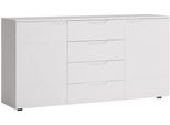 Cassettiera Paris 160X40X81,5 Cm Bianco Lucido A 2 Ante Senza Maniglie
