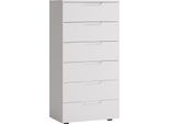 Cassettiera Alta Paris 60X40X120Cm Bianco Lucido Senza Maniglie
