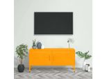 The Living Store Mobile Tv Giallo Senape 105X35X50 Cm In Acciaio