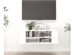 The Living Store Parete Tv Bianca 102X35X35 Cm Materiale Legno