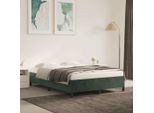The Living Store Struttura Letto In Velluto Verde Scuro 140X190 Cm