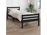 The Living Store Letto In Legno Massiccio Nero 100X200 Cm