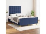 The Living Store Struttura Letto Con Testiera Blu 120X200 Cm In Tessuto