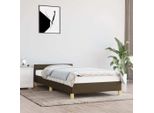 The Living Store Struttura Letto Con Testiera In Tessuto Marrone Scuro 80X200 Cm