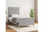 The Living Store Struttura Letto Con Testiera In Tessuto Grigio Chiaro 90X200 Cm