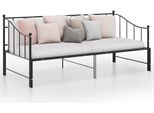 The Living Store Divano Letto Allungabile In Metallo Nero 90X200 Cm