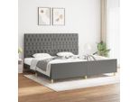 The Living Store Struttura Letto Con Testiera In Tessuto Grigio Scuro 200X200 Cm