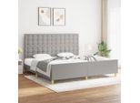 The Living Store Struttura Letto Con Testiera In Tessuto Grigio Chiaro 200X200 Cm