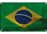 Vianmo Insegna Di Latta 20X30 Cm Bandiera Brasilien Flag Of Brazil Rost
