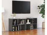 The Living Store Mobile Tv Grigio Lucido 104X30X52Cm Materiale In Legno