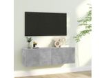 The Living Store Mobile Tv Grigio Cemento 100X30X30 Cm Materiale A Base Di Legno