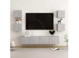 The Living Store Set Di Mobili Tv Da 6 Pezzi In Legno Grigio Cemento