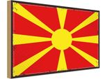 Vianmo Insegna In Legno 30X40 Cm Bandiera Mazedoniens Retro Flag Macedonia