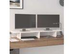 The Living Store Supporto Per Monitor Bianco 100X27X15 Cm In Legno Di Pino Massiccio
