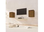 The Living Store Armadi A Muro 2 Pz. Marrone Miele 30X30X40 Cm In Legno Di Pino Massiccio